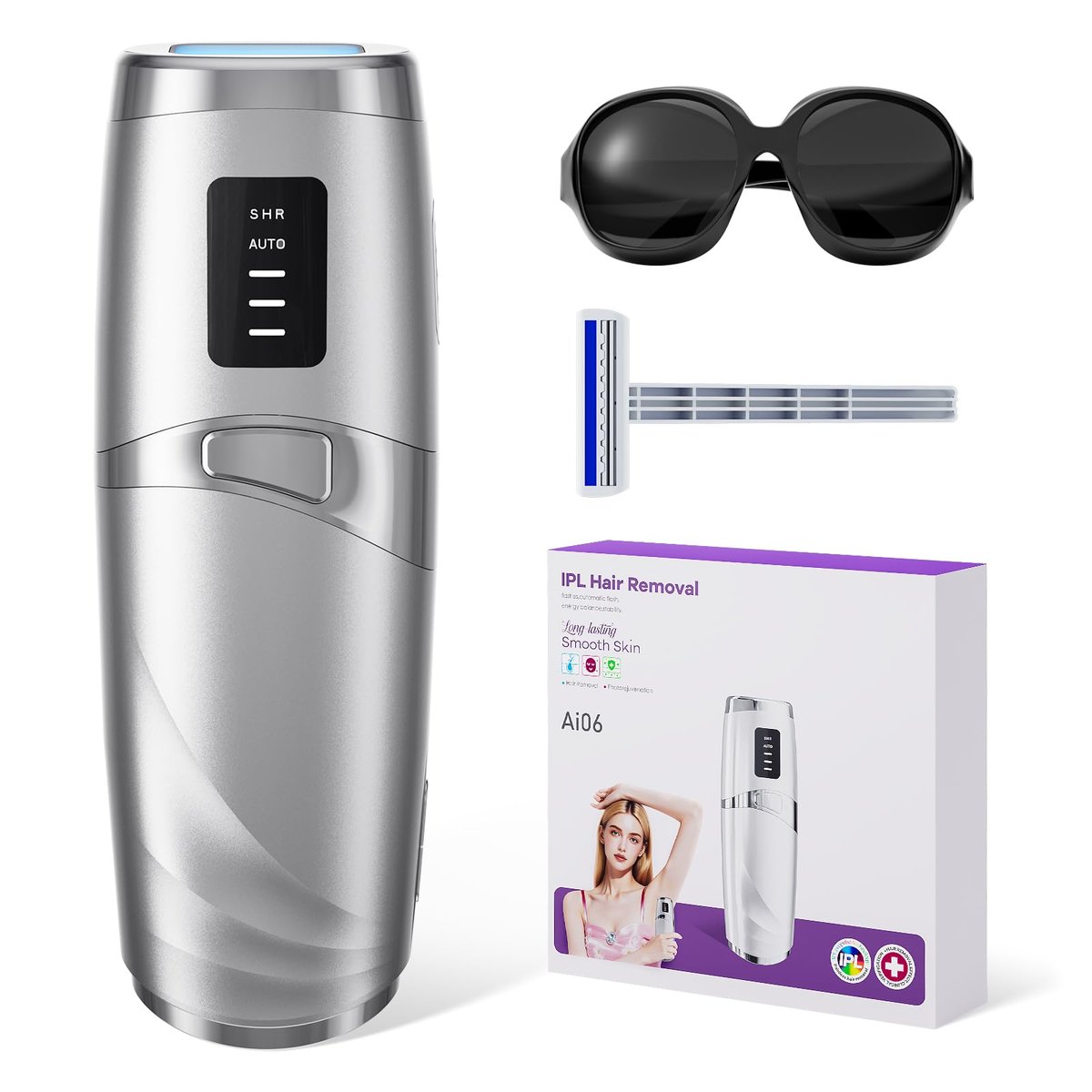 LIJAI IPL Laser Hair Removal Device for Women & Men – 999,999 Flashes Painless At-Home Hair Removal for Armpits Legs Arms Bikini Line, Silver Avelisse