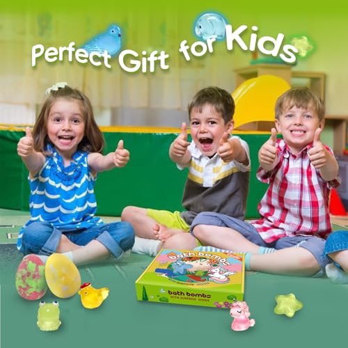 Easter Bath Bombs for Kids with Toys Inside - 12 Pack Glow-in-The-Dark Surprise Fizz Balls, Gentle & Safe, Perfect Basket Stuffers for Girls & Boys Avelisse