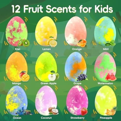 Easter Bath Bombs for Kids with Toys Inside - 12 Pack Glow-in-The-Dark Surprise Fizz Balls, Gentle & Safe, Perfect Basket Stuffers for Girls & Boys Avelisse