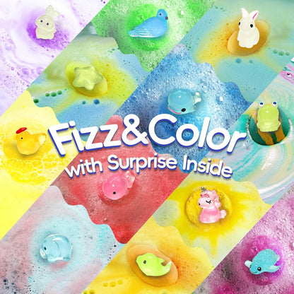 Easter Bath Bombs for Kids with Toys Inside - 12 Pack Glow-in-The-Dark Surprise Fizz Balls, Gentle & Safe, Perfect Basket Stuffers for Girls & Boys Avelisse