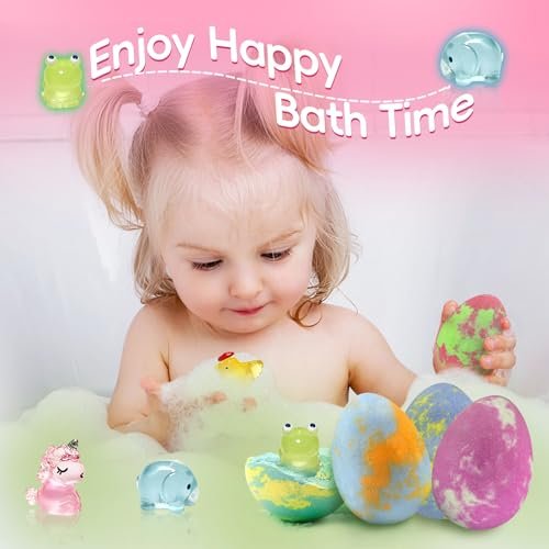 Easter Bath Bombs for Kids with Toys Inside - 12 Pack Glow-in-The-Dark Surprise Fizz Balls, Gentle & Safe, Perfect Basket Stuffers for Girls & Boys Avelisse