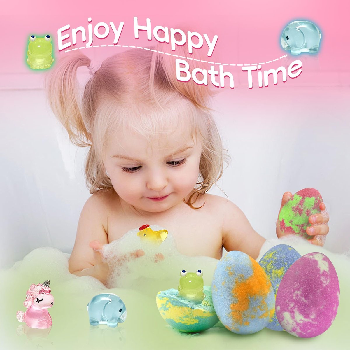 Easter Bath Bombs for Kids with Toys Inside - 12 Pack Glow-in-The-Dark Surprise Fizz Balls, Gentle & Safe, Perfect Basket Stuffers for Girls & Boys Avelisse