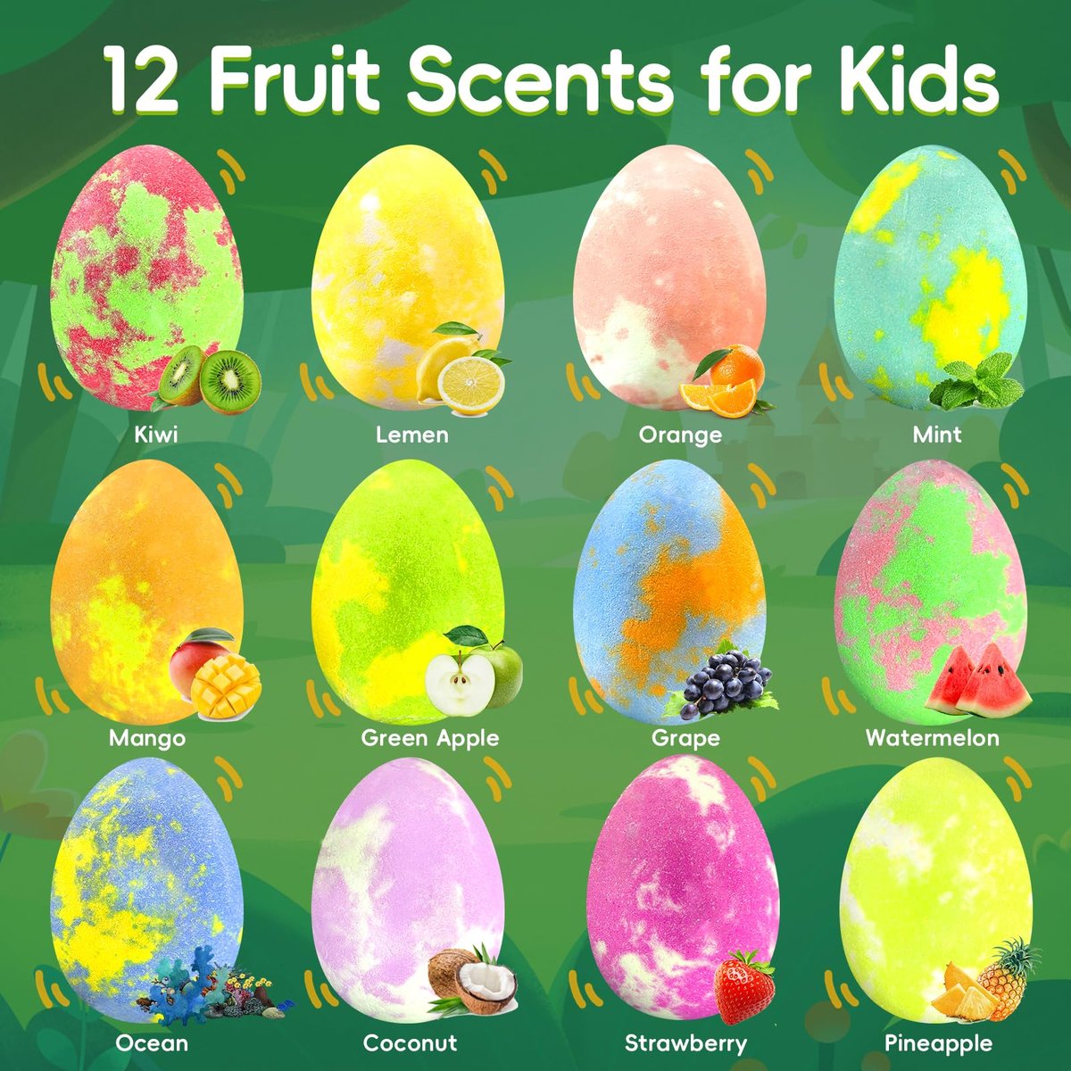 Easter Bath Bombs for Kids with Toys Inside - 12 Pack Glow-in-The-Dark Surprise Fizz Balls, Gentle & Safe, Perfect Basket Stuffers for Girls & Boys Avelisse
