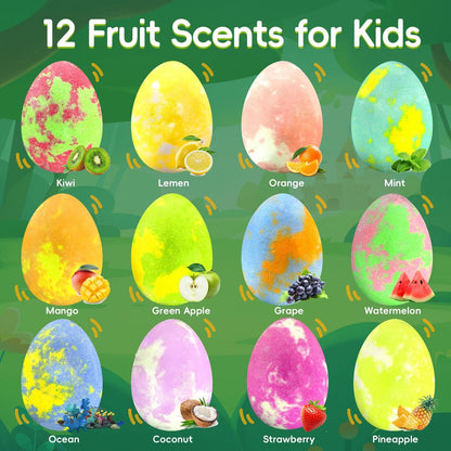Easter Bath Bombs for Kids with Toys Inside - 12 Pack Glow-in-The-Dark Surprise Fizz Balls, Gentle & Safe, Perfect Basket Stuffers for Girls & Boys Avelisse