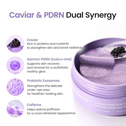 BIODANCE Caviar PDRN Eye Patches – 60 Count Nourishing Under Eye Patches for Dark Circles, Depuffing Eye Mask for Puffy & Tired Eyes, Korean Skin Care Travel Essentials & Self Care Gifts for Women Avelisse