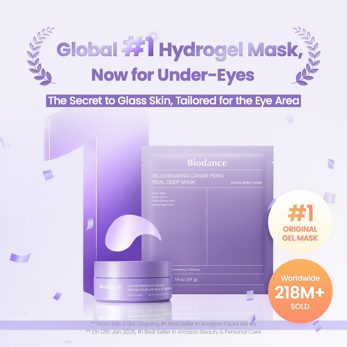 BIODANCE Caviar PDRN Eye Patches – 60 Count Nourishing Under Eye Patches for Dark Circles, Depuffing Eye Mask for Puffy & Tired Eyes, Korean Skin Care Travel Essentials & Self Care Gifts for Women Avelisse