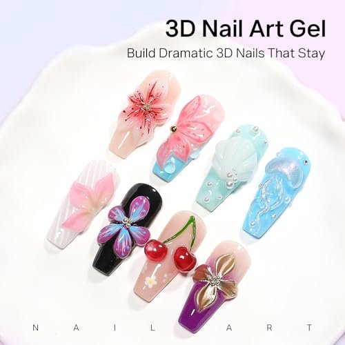 MIZHSE 3PCS 3D Sculpting Gel Nail Art - Clear White 5 in 1 Solid Builder Gel Set for UV LED Hard Gel Nails with Dual Forms - görsel 6