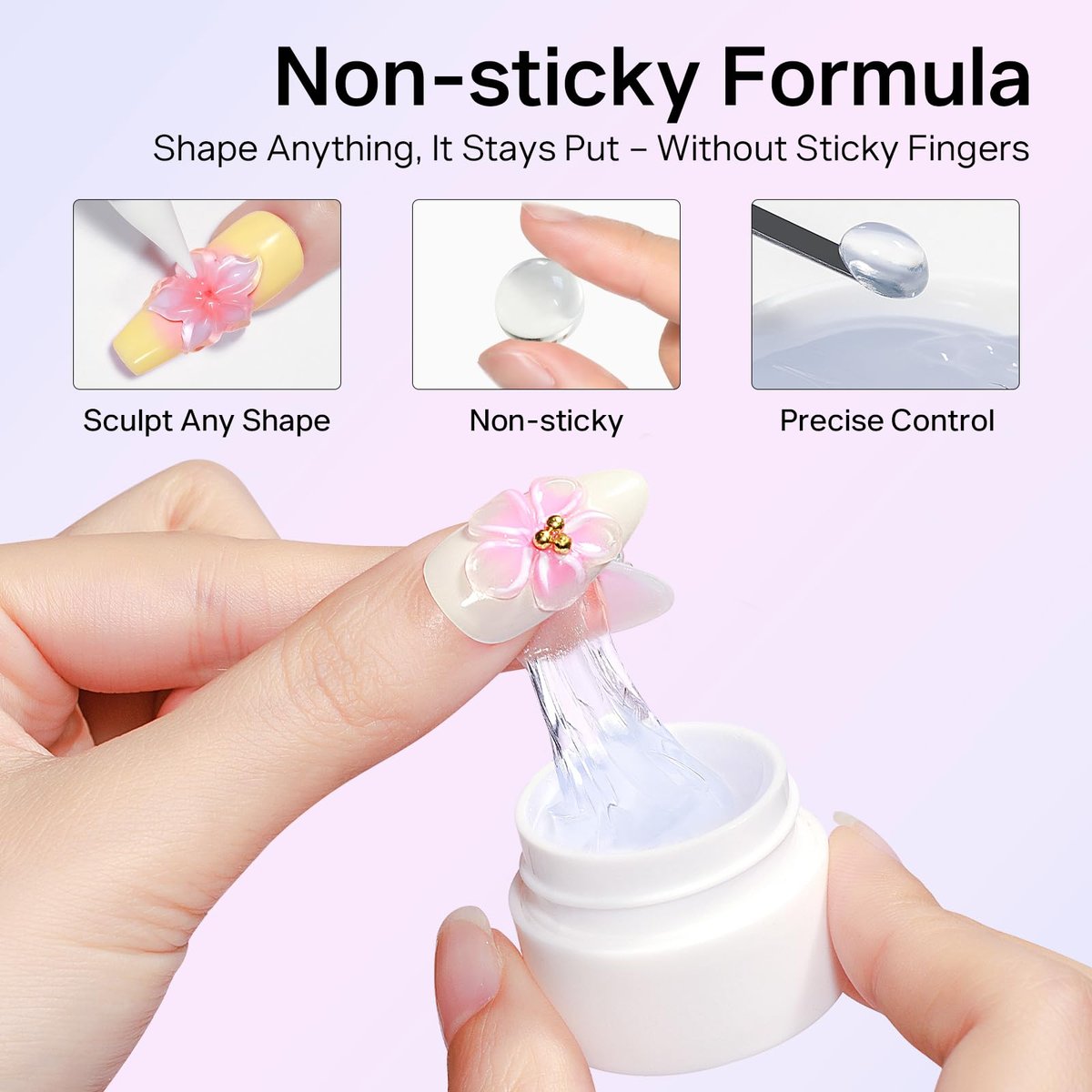 MIZHSE 3PCS 3D Sculpting Gel Nail Art - Clear White 5 in 1 Solid Builder Gel Set for UV LED Hard Gel Nails with Dual Forms - görsel 7