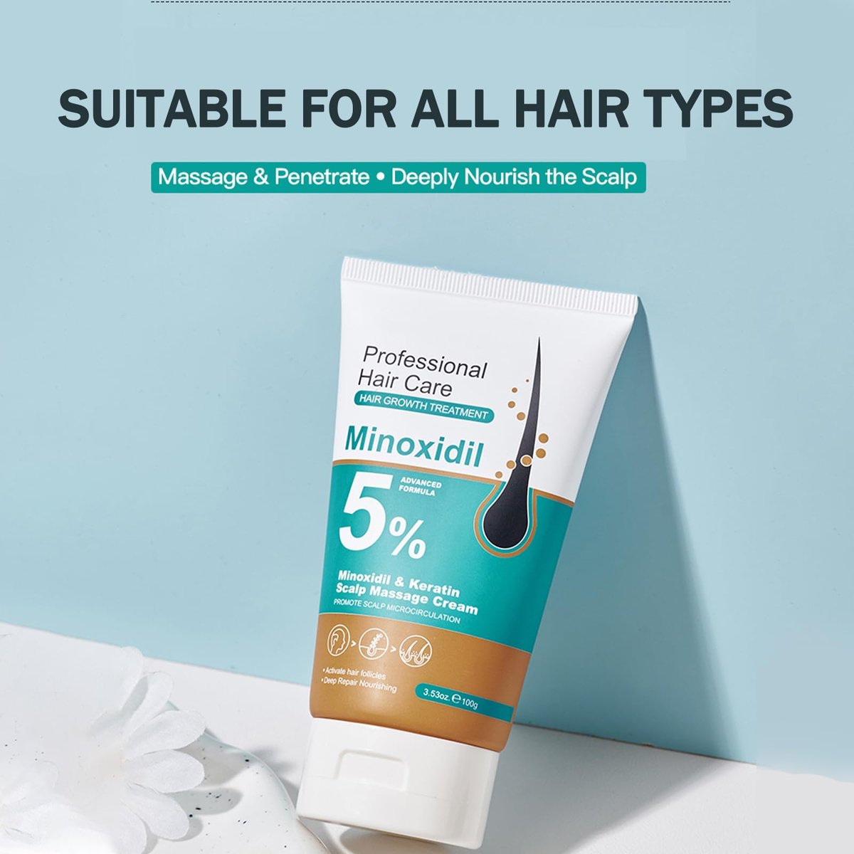 5% Minoxidil Scalp Massage Cream for Hair Growth – Extra Strength with Keratin & Ginger Root Extract for Women and Men Avelisse