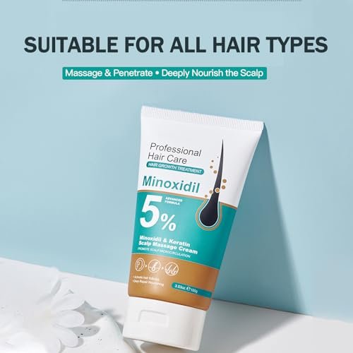 5% Minoxidil Scalp Massage Cream for Hair Growth – Extra Strength with Keratin & Ginger Root Extract for Women and Men Avelisse