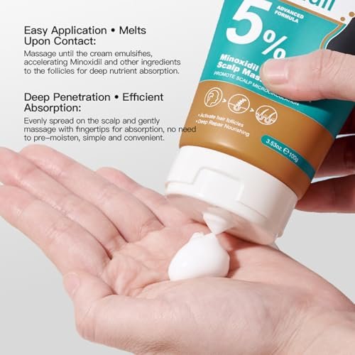 5% Minoxidil Scalp Massage Cream for Hair Growth – Extra Strength with Keratin & Ginger Root Extract for Women and Men Avelisse
