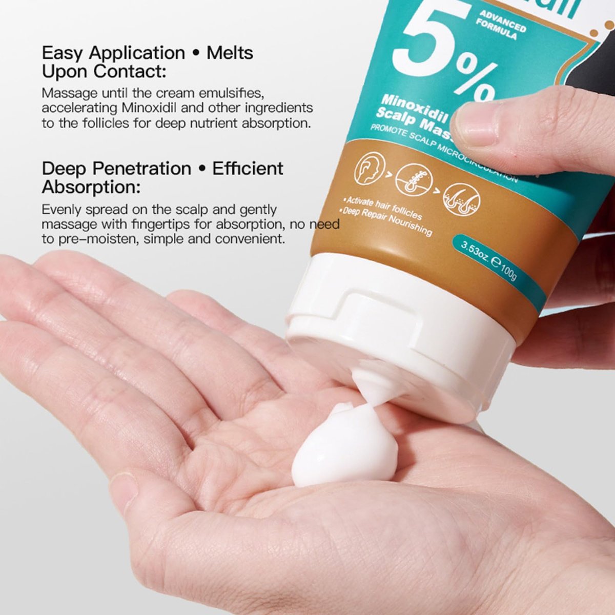 5% Minoxidil Scalp Massage Cream for Hair Growth – Extra Strength with Keratin & Ginger Root Extract for Women and Men Avelisse
