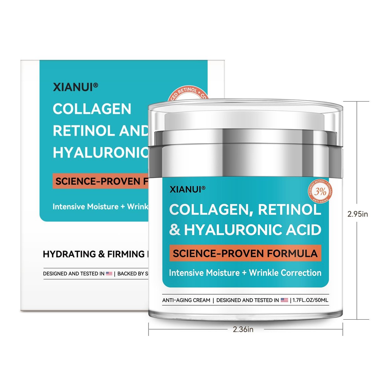XIANUI Retinol Face Cream with Collagen & Hyaluronic Acid - Anti Aging & Firming Face Moisturizer for Women & Men - Wrinkle Reduction Night & Day Cream, 1.7 Fl Oz Avelisse
