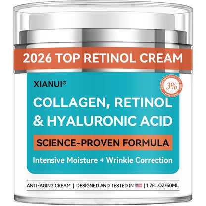 XIANUI Retinol Face Cream with Collagen & Hyaluronic Acid - Anti Aging & Firming Face Moisturizer for Women & Men - Wrinkle Reduction Night & Day Cream, 1.7 Fl Oz Avelisse