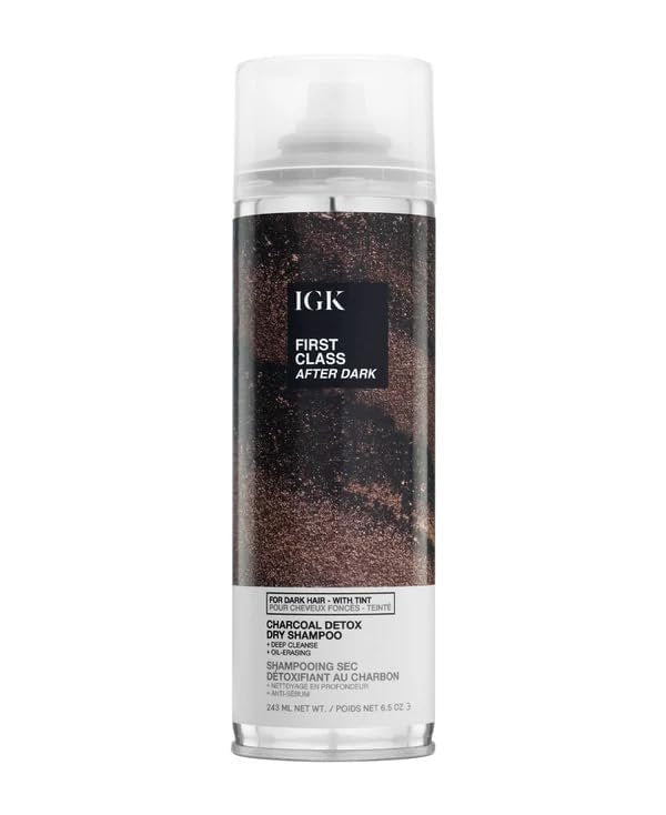 IGK First Class After Dark Charcoal Detox Dry Shampoo for Dark & Brunette Hair - Brown Tint, No White Residue, Oil Absorbing & Odor Eliminating - 6.5 oz Avelisse