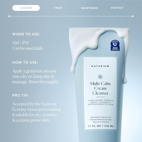 Naturium Multi-Calm Cream Cleanser – Hydrating Face Wash for Eczema-Prone Skin, 7.1 fl oz Avelisse