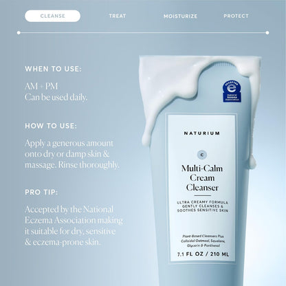 Naturium Multi-Calm Cream Cleanser – Hydrating Face Wash for Eczema-Prone Skin, 7.1 fl oz Avelisse