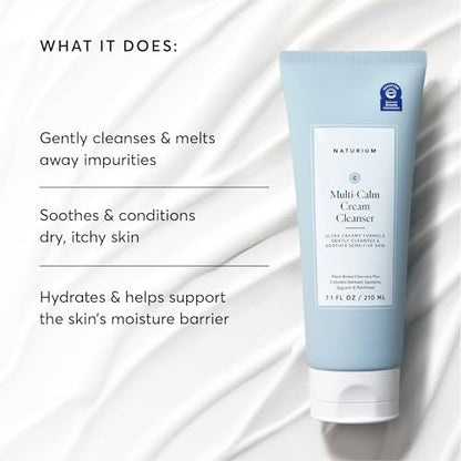 Naturium Multi-Calm Cream Cleanser – Hydrating Face Wash for Eczema-Prone Skin, 7.1 fl oz Avelisse