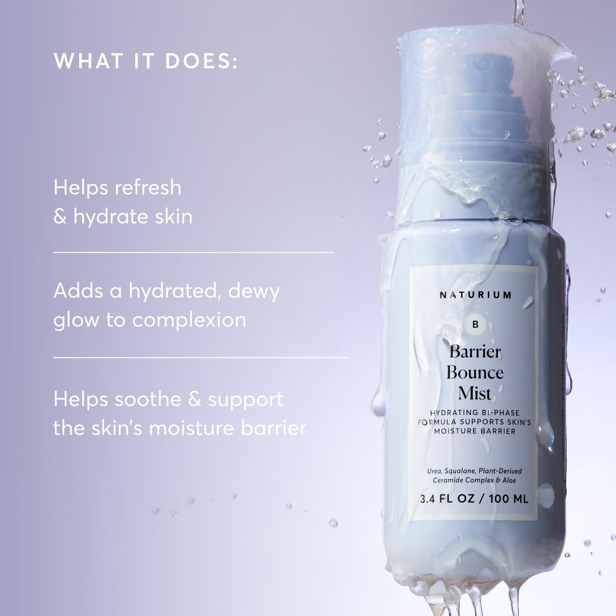 Naturium Barrier Bounce Mist - Hydrating Face Mist with Urea, Squalane, Plant-Derived Ceramide & Aloe, 3.4 fl oz - görsel 5