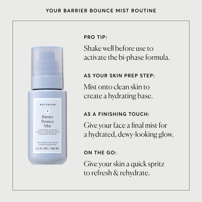 Naturium Barrier Bounce Mist - Hydrating Face Mist with Urea, Squalane, Plant-Derived Ceramide & Aloe, 3.4 fl oz