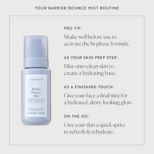Naturium Barrier Bounce Mist - Hydrating Face Mist with Urea, Squalane, Plant-Derived Ceramide & Aloe, 3.4 fl oz - görsel 10
