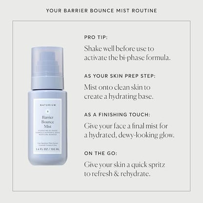Naturium Barrier Bounce Mist - Hydrating Face Mist with Urea, Squalane, Plant-Derived Ceramide & Aloe, 3.4 fl oz