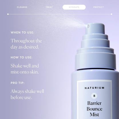 Naturium Barrier Bounce Mist - Hydrating Face Mist with Urea, Squalane, Plant-Derived Ceramide & Aloe, 3.4 fl oz