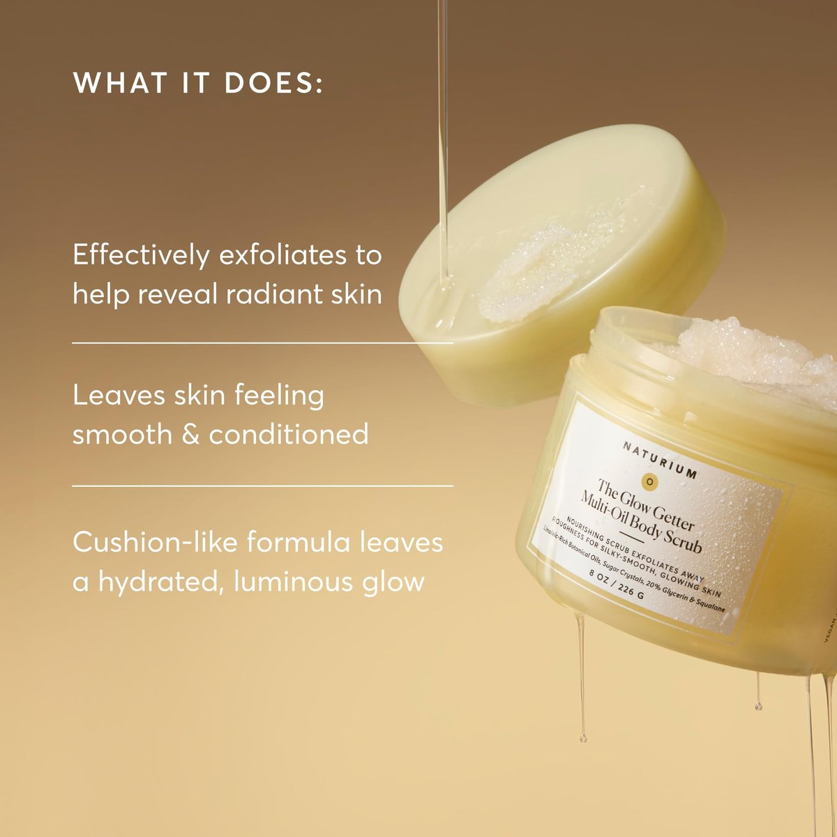 Naturium Glow Getter Body Scrub – Exfoliating Sugar Crystals with Linoleic-Rich Oils, Glycerin & Squalane, 8 oz - görsel 6