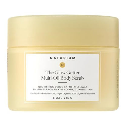 Naturium Glow Getter Body Scrub – Exfoliating Sugar Crystals with Linoleic-Rich Oils, Glycerin & Squalane, 8 oz
