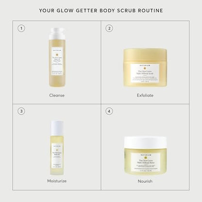 Naturium Glow Getter Body Scrub – Exfoliating Sugar Crystals with Linoleic-Rich Oils, Glycerin & Squalane, 8 oz