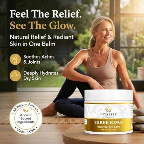 Vitality Extracts Three Kings Balm - 2oz | Frankincense, Myrrh & Sandalwood | Ultra-Hydrating Relief & Soft Skin Avelisse