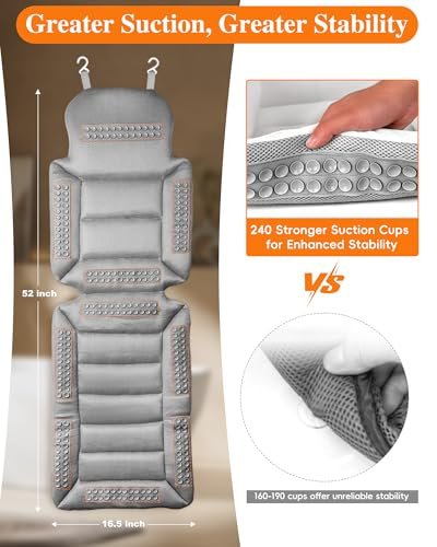 Full Body Bath Pillow for Bathtub, Thick Luxury Bathtub Cushion with Movable Lumbar Support and Laundry Bag – Bathtub Pillows for Head, Neck and Back Support, Bathtub Accessories for Women Spa Gift Avelisse