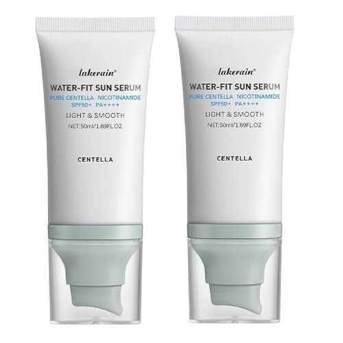 Madagascar Centella Sunscreen SPF 50 - Face Sunscreen Long-Lasting Protection, No White Cast for Dry Oily Skin, Moisturizing Non-Sticky Centella Water-Fit Sun Serum for All Skin (2 PCS Blue) Avelisse