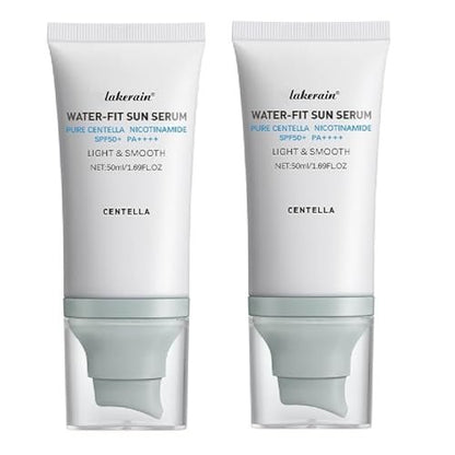 Madagascar Centella Sunscreen SPF 50 - Face Sunscreen Long-Lasting Protection, No White Cast for Dry Oily Skin, Moisturizing Non-Sticky Centella Water-Fit Sun Serum for All Skin (2 PCS Blue) Avelisse