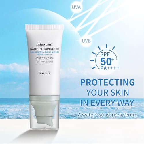 Madagascar Centella Sunscreen SPF 50 - Face Sunscreen Long-Lasting Protection, No White Cast for Dry Oily Skin, Moisturizing Non-Sticky Centella Water-Fit Sun Serum for All Skin (2 PCS Blue) Avelisse