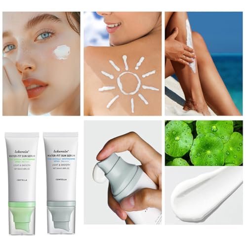 Madagascar Centella Sunscreen SPF 50 - Face Sunscreen Long-Lasting Protection, No White Cast for Dry Oily Skin, Moisturizing Non-Sticky Centella Water-Fit Sun Serum for All Skin (2 PCS Blue) Avelisse