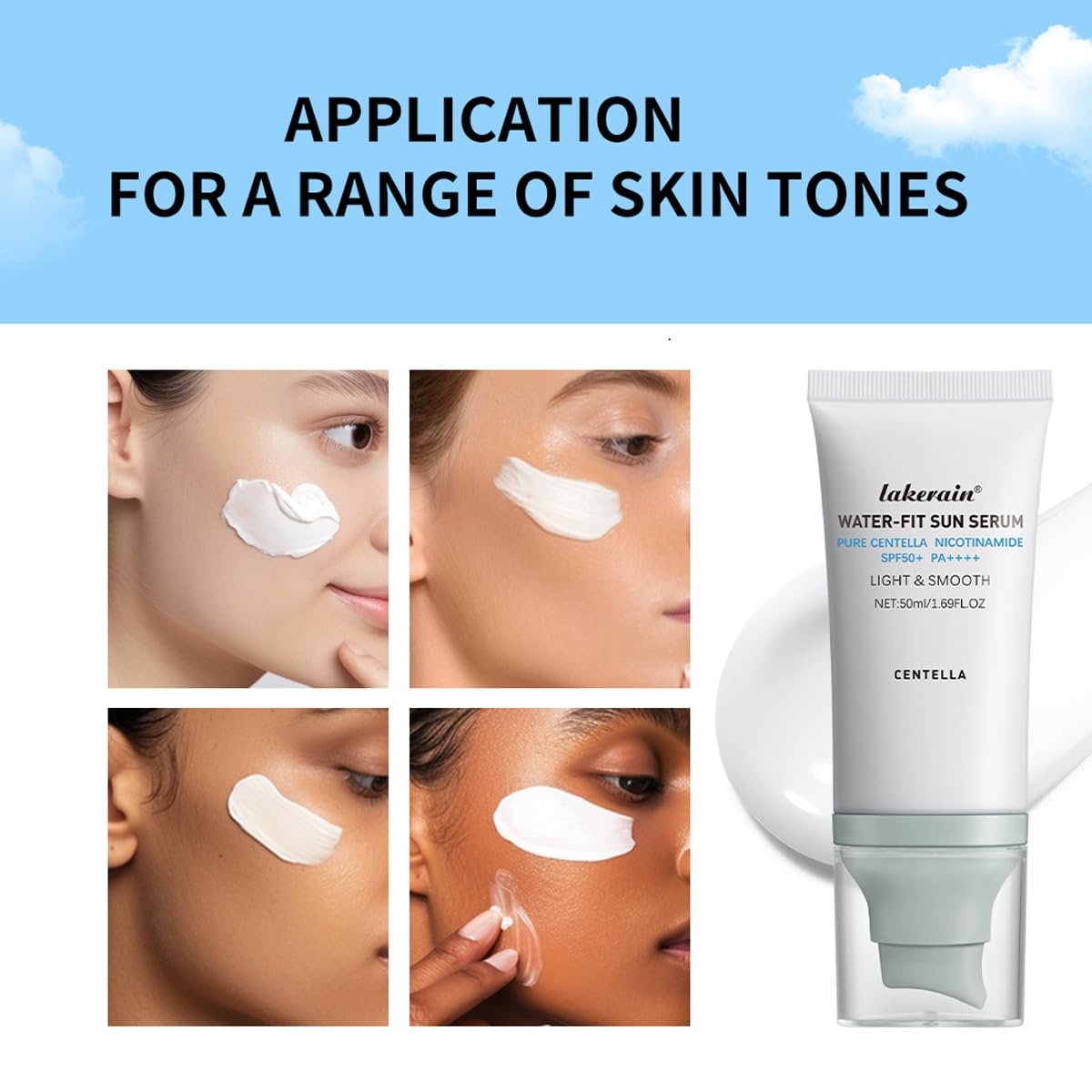 Madagascar Centella Sunscreen SPF 50 - Face Sunscreen Long-Lasting Protection, No White Cast for Dry Oily Skin, Moisturizing Non-Sticky Centella Water-Fit Sun Serum for All Skin (2 PCS Blue) Avelisse