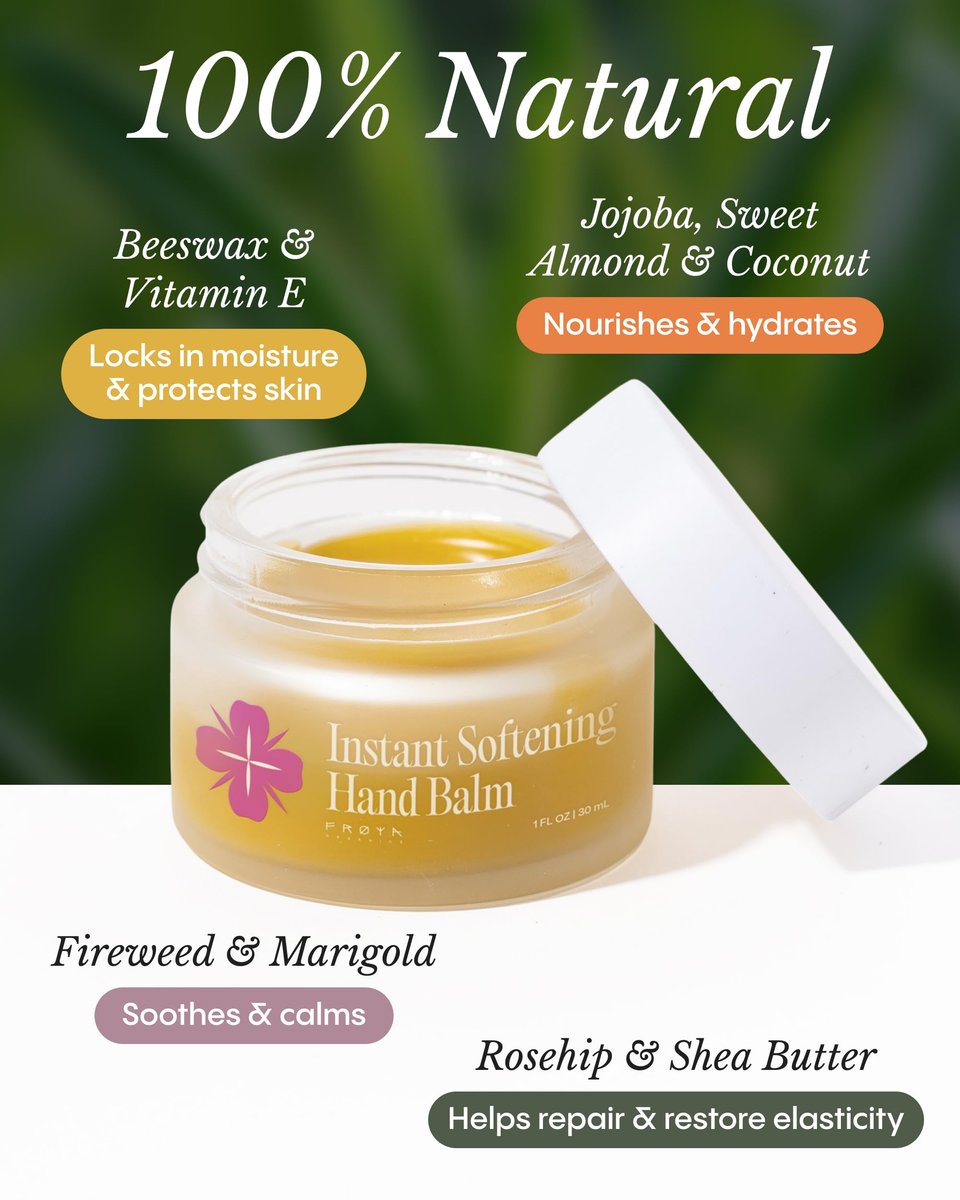 FRØYA Organics Instant Softening Hand Balm – Shea Butter, Jojoba & Rosehip – Long-Lasting Moisture, Non-Sticky – 30ml Avelisse