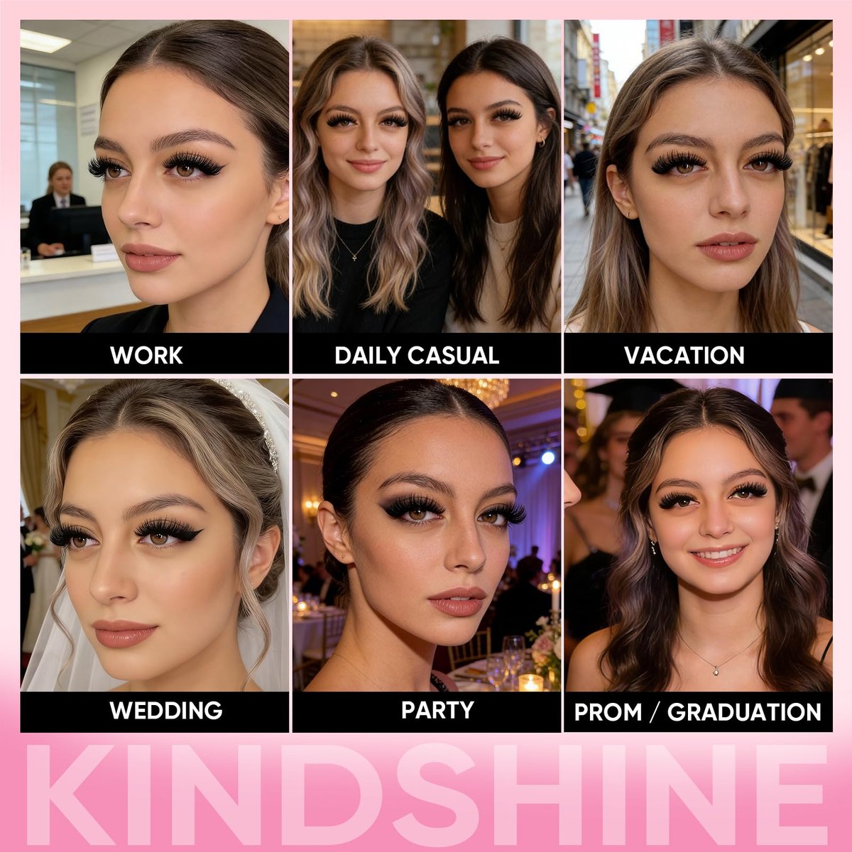 KINDSHINE Lash Clusters Kit Wispy 608pcs D Curl 80D & 100D, 12-20mm Natural Individual Eyelash Clusters, DIY Eyelash Extension for Beginners - görsel 11