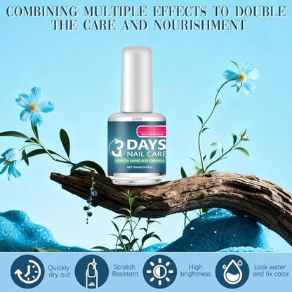 3 Days Nail Care - Strengthening and Hydration, Keratin Amino Acid Formula Nail Treatment Oil, for Dry, Weak & Fragile Nails (2-Pack)