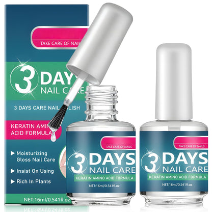 3 Days Nail Care - Strengthening and Hydration, Keratin Amino Acid Formula Nail Treatment Oil, for Dry, Weak & Fragile Nails (2-Pack)