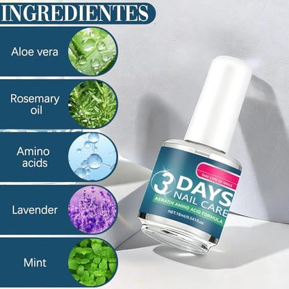 3 Days Nail Care - Strengthening and Hydration, Keratin Amino Acid Formula Nail Treatment Oil, for Dry, Weak & Fragile Nails (2-Pack)