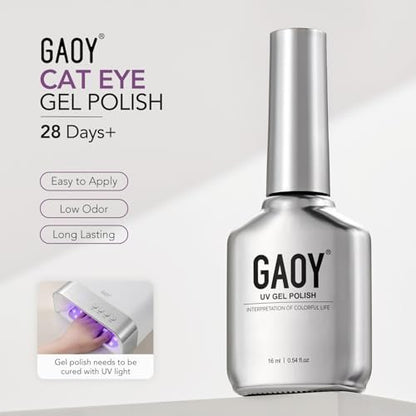 GAOY Blue Purple Cat Eye Gel Nail Polish - 16ml Holographic Glitter Gel with Magnet, Reflective Translucent UV Light Cure, 4426 Dreamy Purple
