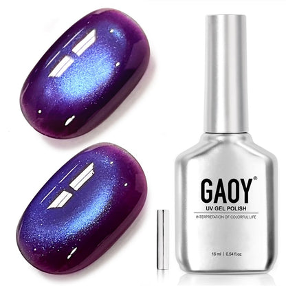 GAOY Blue Purple Cat Eye Gel Nail Polish - 16ml Holographic Glitter Gel with Magnet, Reflective Translucent UV Light Cure, 4426 Dreamy Purple