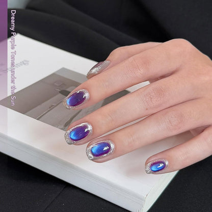 GAOY Blue Purple Cat Eye Gel Nail Polish - 16ml Holographic Glitter Gel with Magnet, Reflective Translucent UV Light Cure, 4426 Dreamy Purple