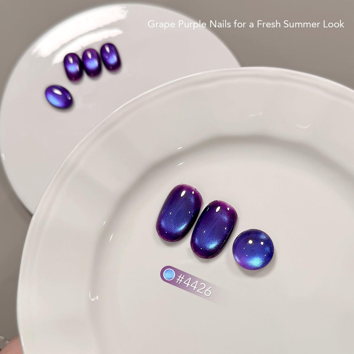 GAOY Blue Purple Cat Eye Gel Nail Polish - 16ml Holographic Glitter Gel with Magnet, Reflective Translucent UV Light Cure, 4426 Dreamy Purple - görsel 5