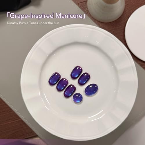 GAOY Blue Purple Cat Eye Gel Nail Polish - 16ml Holographic Glitter Gel with Magnet, Reflective Translucent UV Light Cure, 4426 Dreamy Purple - görsel 10