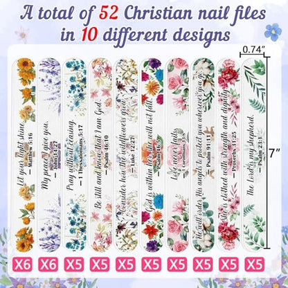 52-Piece Christian Bible Verse Nail Files Bulk Gift Bags for Women – Religious Emery Boards for Natural Nail Care, Holiday Exchange Goodie Bag Stuffers, Christmas Easter Birthday Party Favors Avelisse