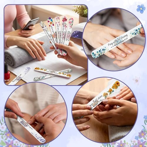 52-Piece Christian Bible Verse Nail Files Bulk Gift Bags for Women – Religious Emery Boards for Natural Nail Care, Holiday Exchange Goodie Bag Stuffers, Christmas Easter Birthday Party Favors Avelisse