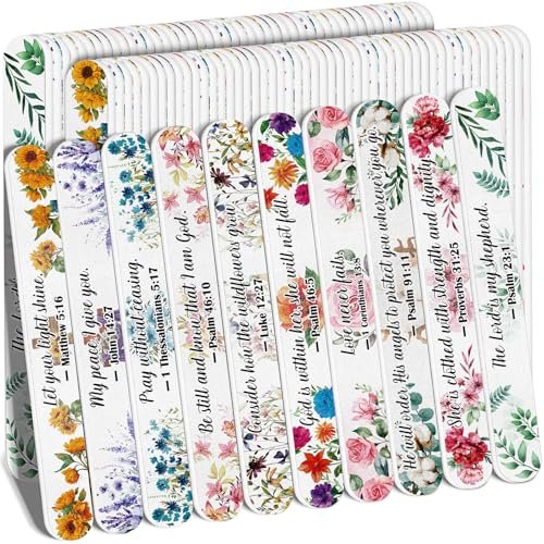 52-Piece Christian Bible Verse Nail Files Bulk Gift Bags for Women – Religious Emery Boards for Natural Nail Care, Holiday Exchange Goodie Bag Stuffers, Christmas Easter Birthday Party Favors Avelisse
